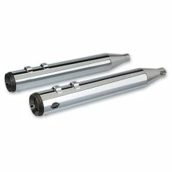 S&S Cycle Grand National Chrome Slip-On Mufflers With Black End Caps