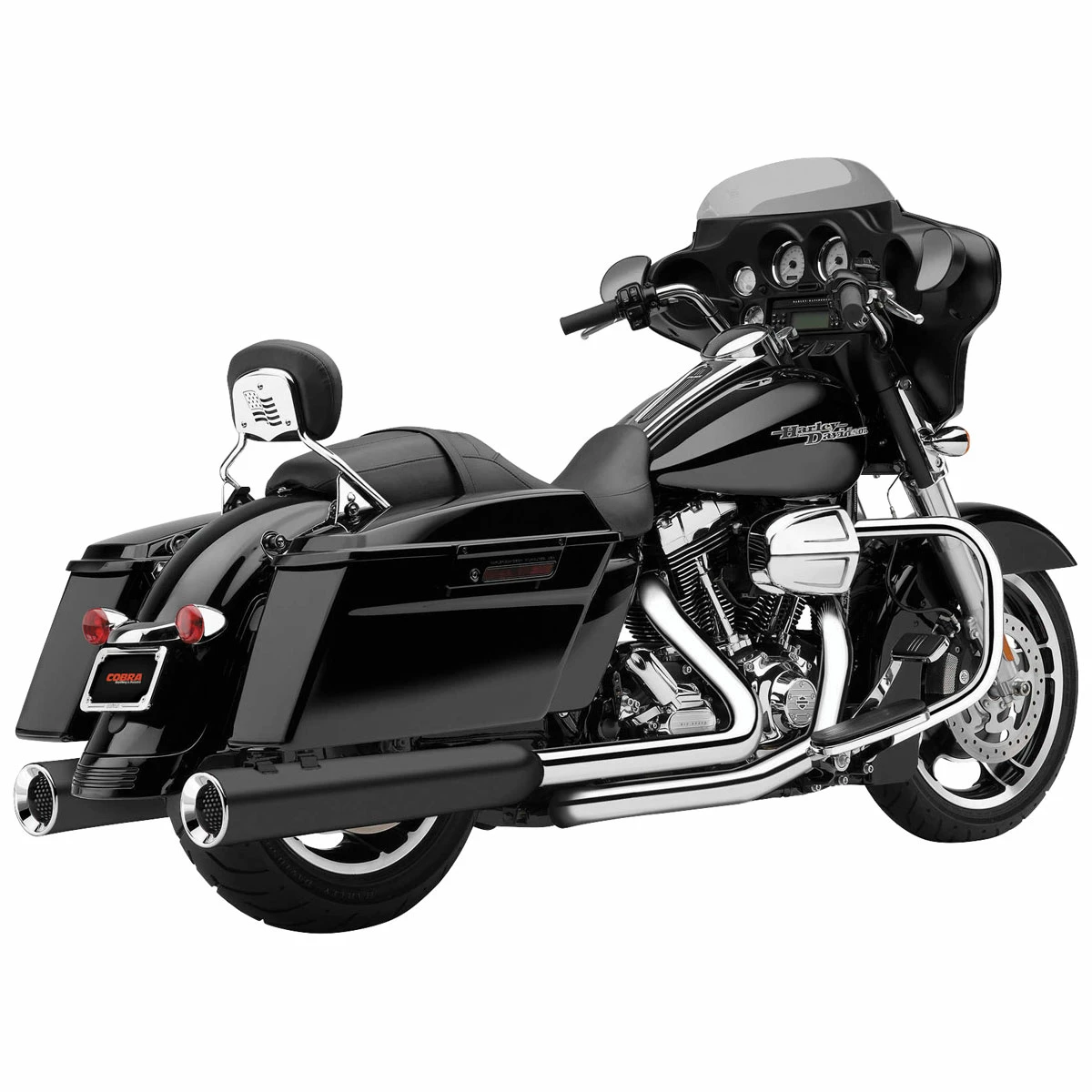 Cobra 4-1/2" PowrFlo Black Slip-On Mufflers With Chrome Tips 1 Cobra 4-1/2" PowrFlo Black Slip-On Mufflers With Chrome Tips