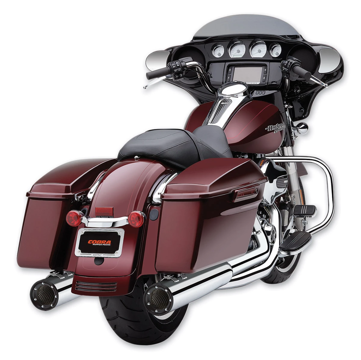 Cobra 4-1/2" PowrFlo Chrome Slip-On Mufflers With Black Tips 1 Cobra 4-1/2" PowrFlo Chrome Slip-On Mufflers With Black Tips