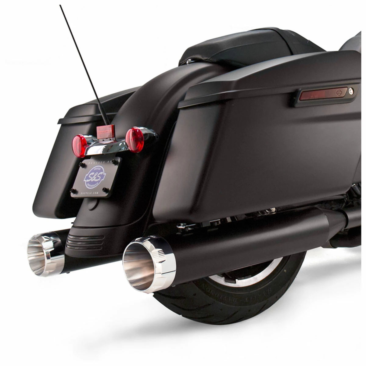 S&S Cycle MK45 4.5" Ceramic Black Slip-On Mufflers With Chrome Thruster End Caps 1 S&S Cycle MK45 4.5" Ceramic Black Slip-On Mufflers With Chrome Thruster End Caps