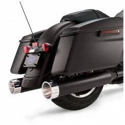 S&S Cycle MK45 4.5" Ceramic Black Slip-On Mufflers With Chrome Tracer End Caps