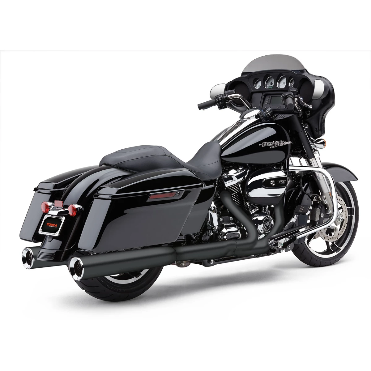 Cobra 4-1/2" PowrFlo Black Slip-On Mufflers With Chrome Tips 1 Cobra 4-1/2" PowrFlo Black Slip-On Mufflers With Chrome Tips